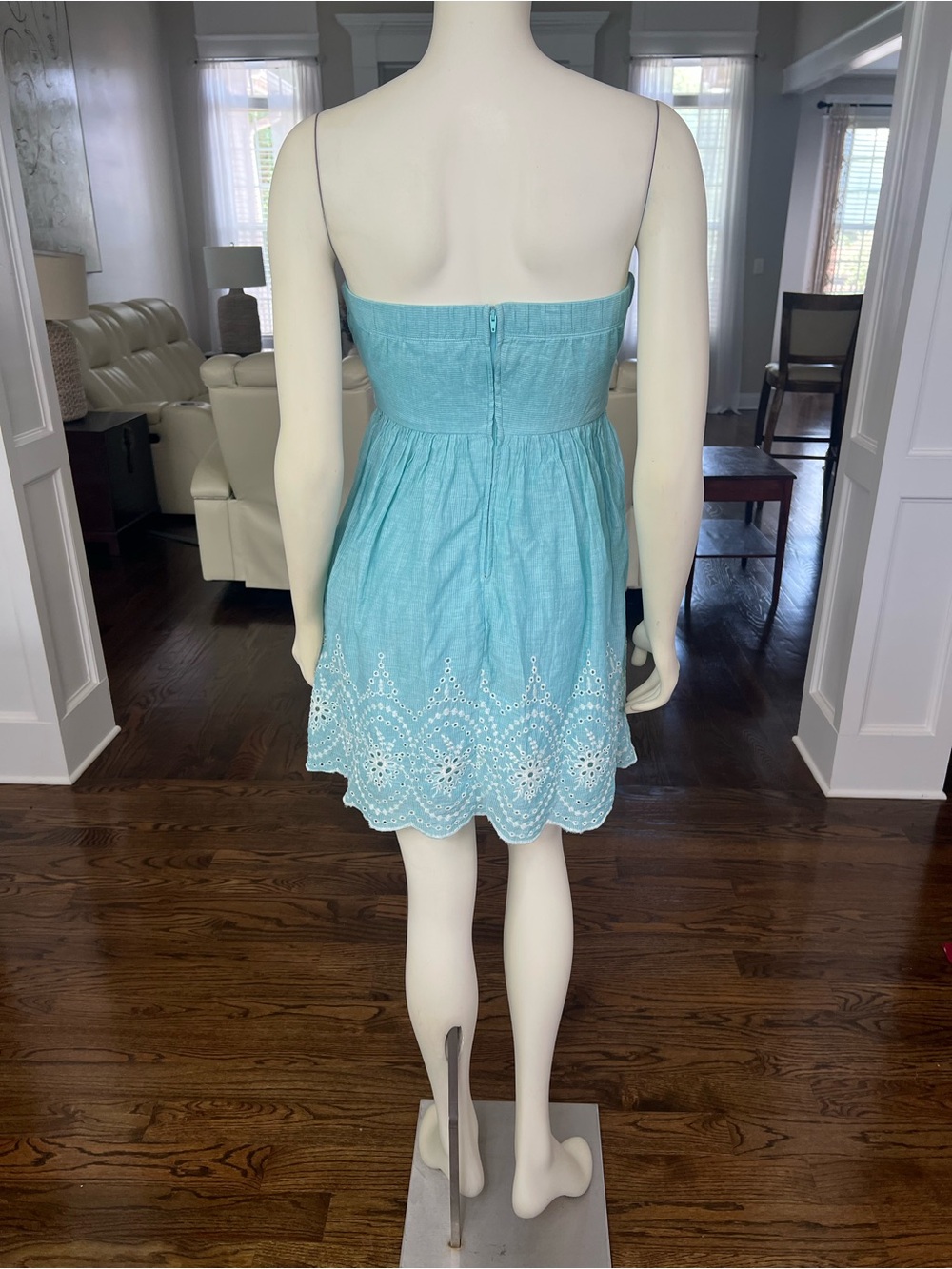 Speechless Aqua Strapless Eyelet Lace Waist Sundress - Picture 3 of 9